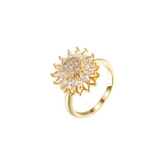 Sunflower Spinner Fidget Ring, Calm Focus Spinner Ring